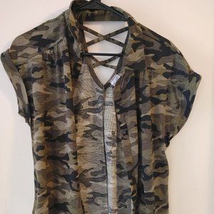 Short sleeved Camo button up